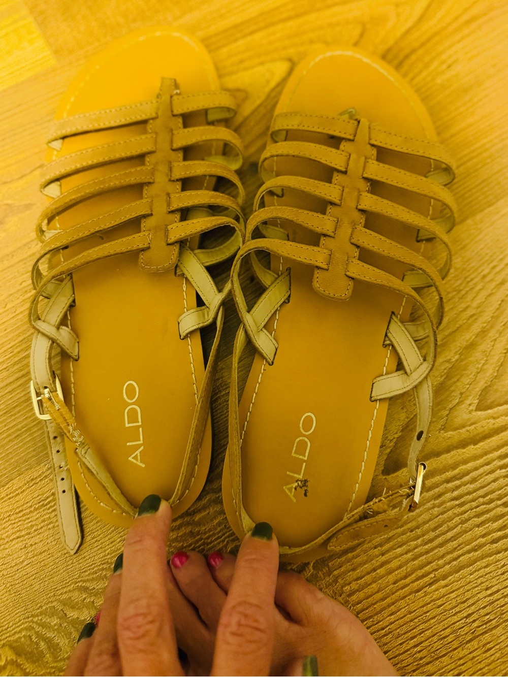 ALDO Strappy Slingback Sandals in Mustard Tan